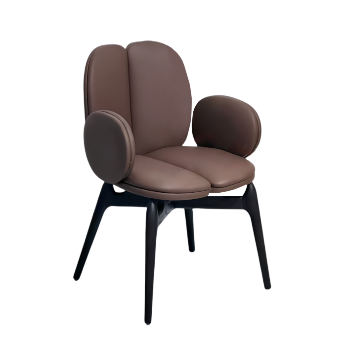 Contemporary Upholstered Dining Chair with Brown Seat