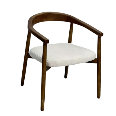 Scandinavian Solid Wood Chair with White Cushion