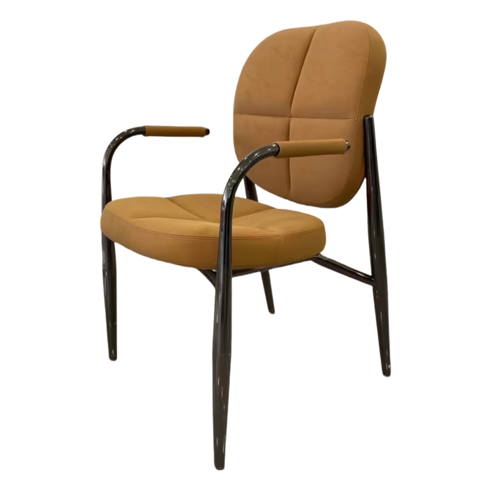 Contemporary Upholstered Dining Chair with Brown Seat