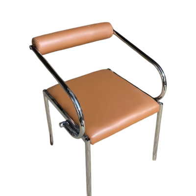 CY- (22) Minimalist Cantilever Chair with Brown Seat