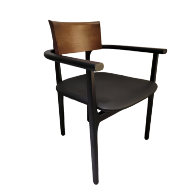 CY- (27) Modern Solid Wood Armchair with Black Cushion