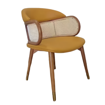 CY- (29) Luxury Rattan Back Armchair with Beige Cushion