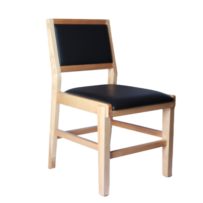 CY- (3) Minimalist Solid Wood Chair with Black Cushion
