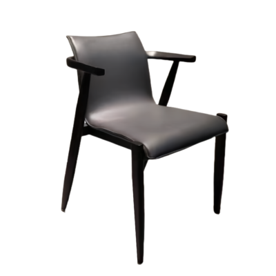 CY- (31) Minimalist Black Leather Upholstered Chair