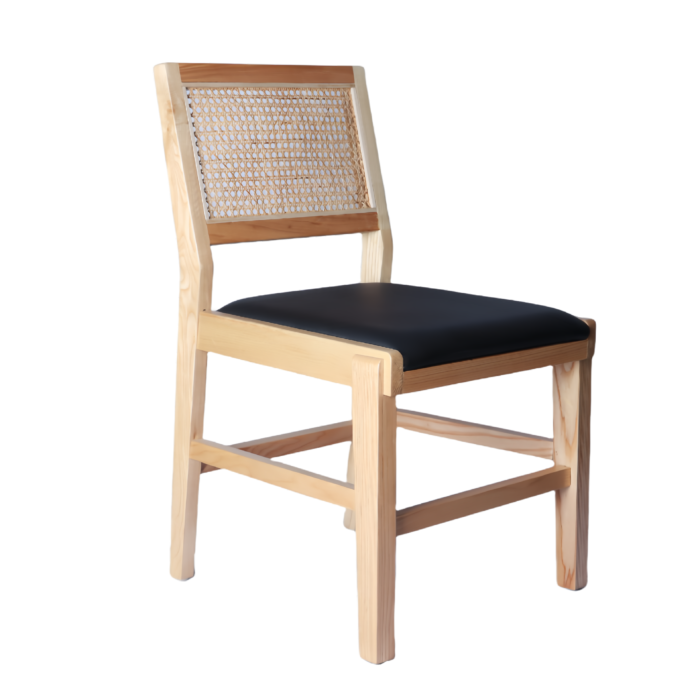 Classic Solid Wood Dining Chair with Black Seat