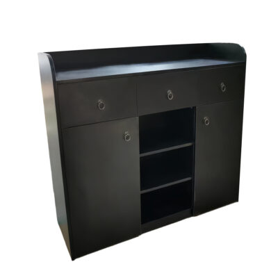 Cabinet 10 Black Multi-Drawer Open Compartment Sideboard
