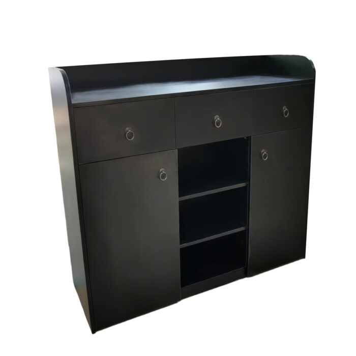 Cabinet 10 Black Multi-Drawer Open Compartment Sideboard