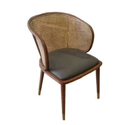 CY-102 Rattan Back Upholstered Seat Restaurant Dining Chair