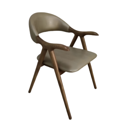 Open Back Wooden Frame Restaurant Armchair white background product image