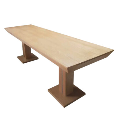 CZ-46 Long Wood Finish Pedestal Restaurant Dining Table