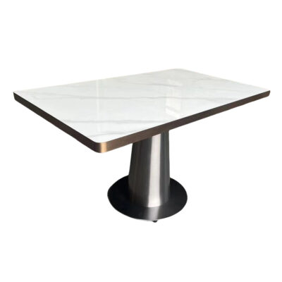 TB-123 Compact Stone-Look Top Metal Base Restaurant Dining Table