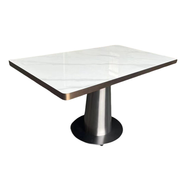 TB-123 Compact Stone-Look Top Metal Base Restaurant Dining Table