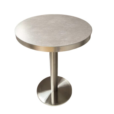 TB-128 Round Stone-Look Top Metal Base Restaurant Dining Table
