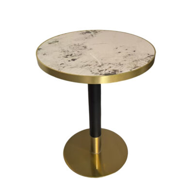 TB-129 Round Stone-Look Top Metal Base Restaurant Dining Table
