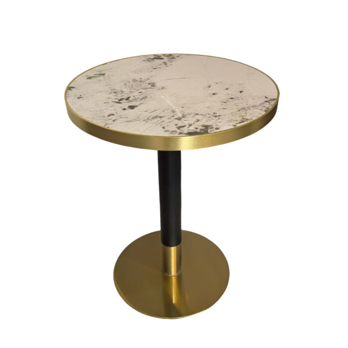 TB-129 Round Stone-Look Top Metal Base Restaurant Dining Table