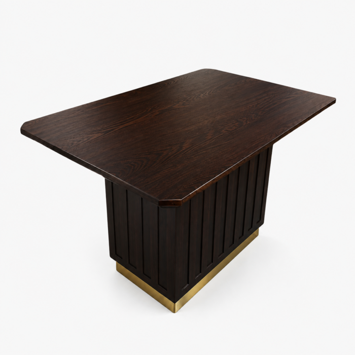 TB-133 Rectangular Wood-Finish Panel Pedestal Restaurant Dining Table