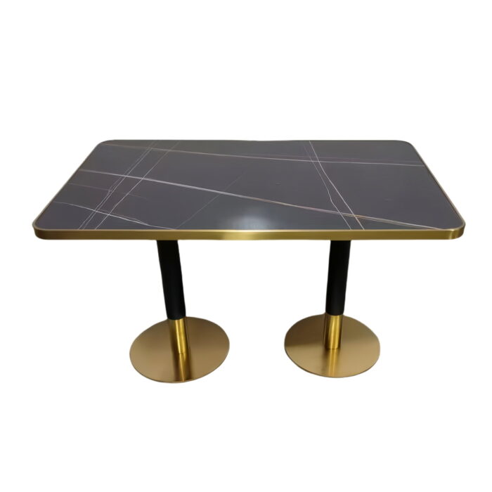 TB-138 Dark Marble-Look Double Pedestal Restaurant Dining Table