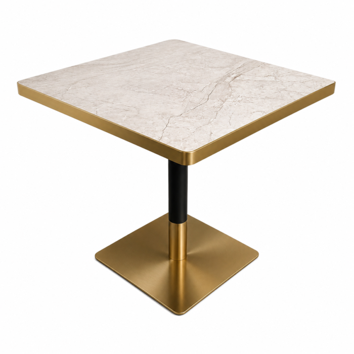 TB-141 Square Stone-Look Metal Pedestal Restaurant Dining Table