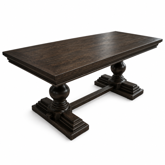 TB-143 Dark Wood-Finish Trestle Restaurant Dining Table