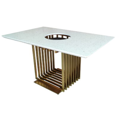 TB-148 Stone-Look Hotpot Restaurant Table with Metal Base