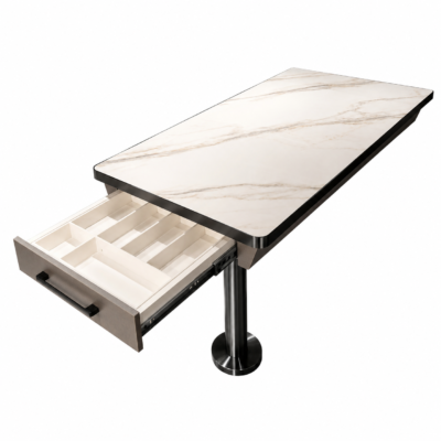 TB-158 Marble-Look Restaurant Dining Table with Storage Drawer