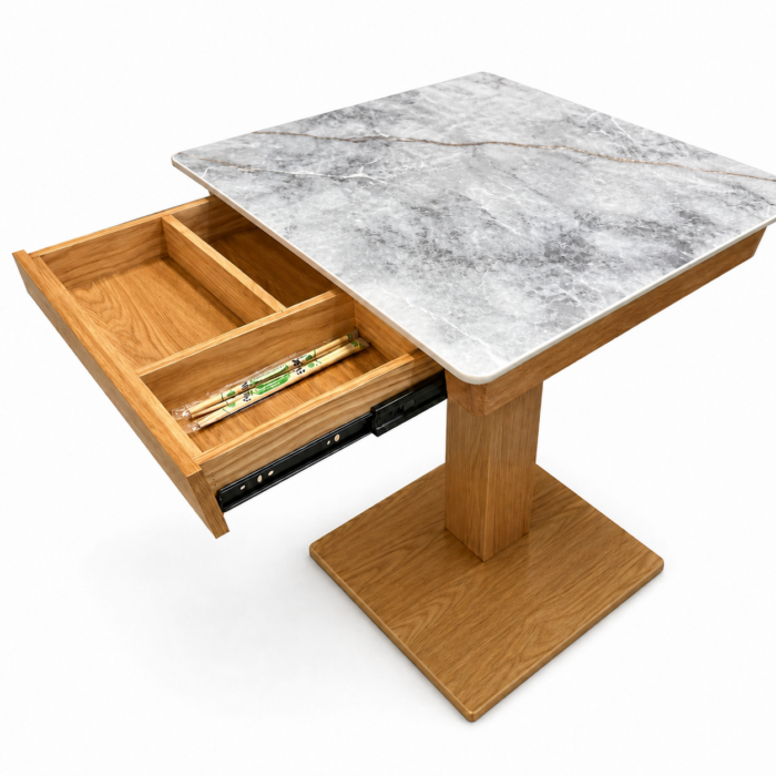 TB-173 Stone-Look Restaurant Dining Table with Storage Drawer